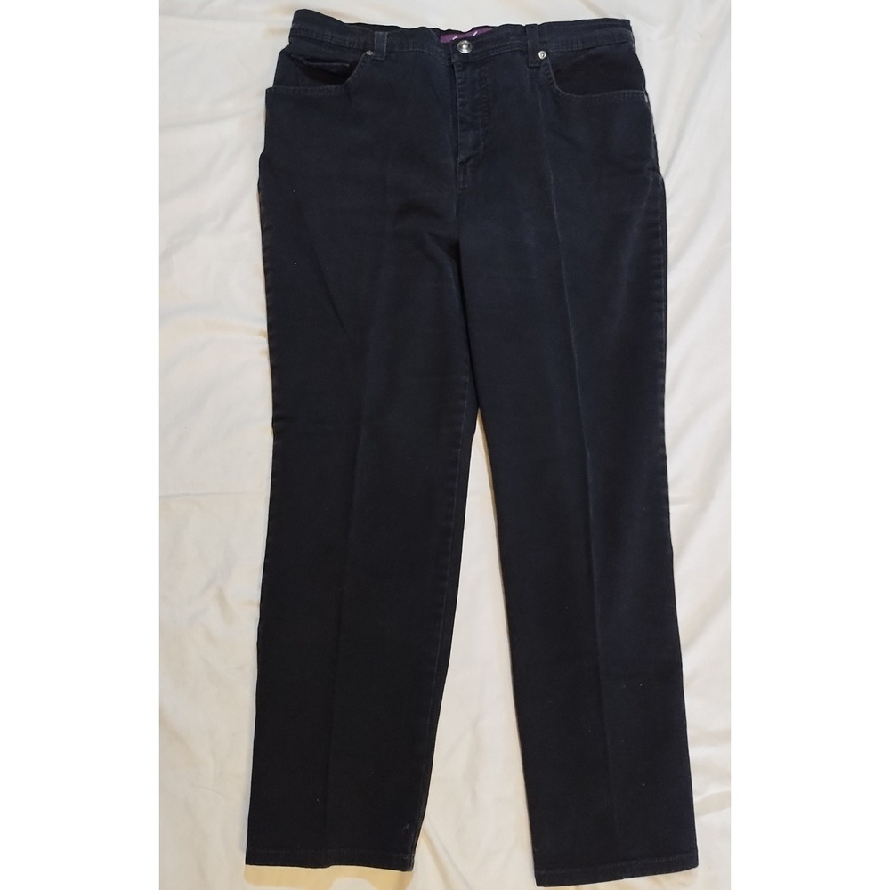 Gloria Vanderbilt Black Denim Jeans‎ Size 16 Short High Rise Straight Leg